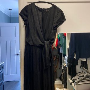 Black silk jumpsuit. Wide leg.